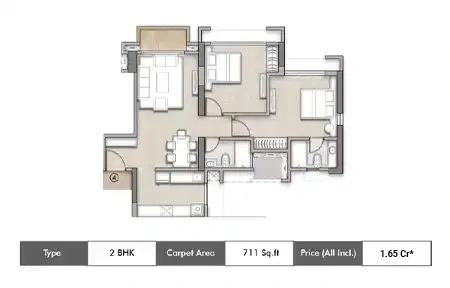2BHK floor plan