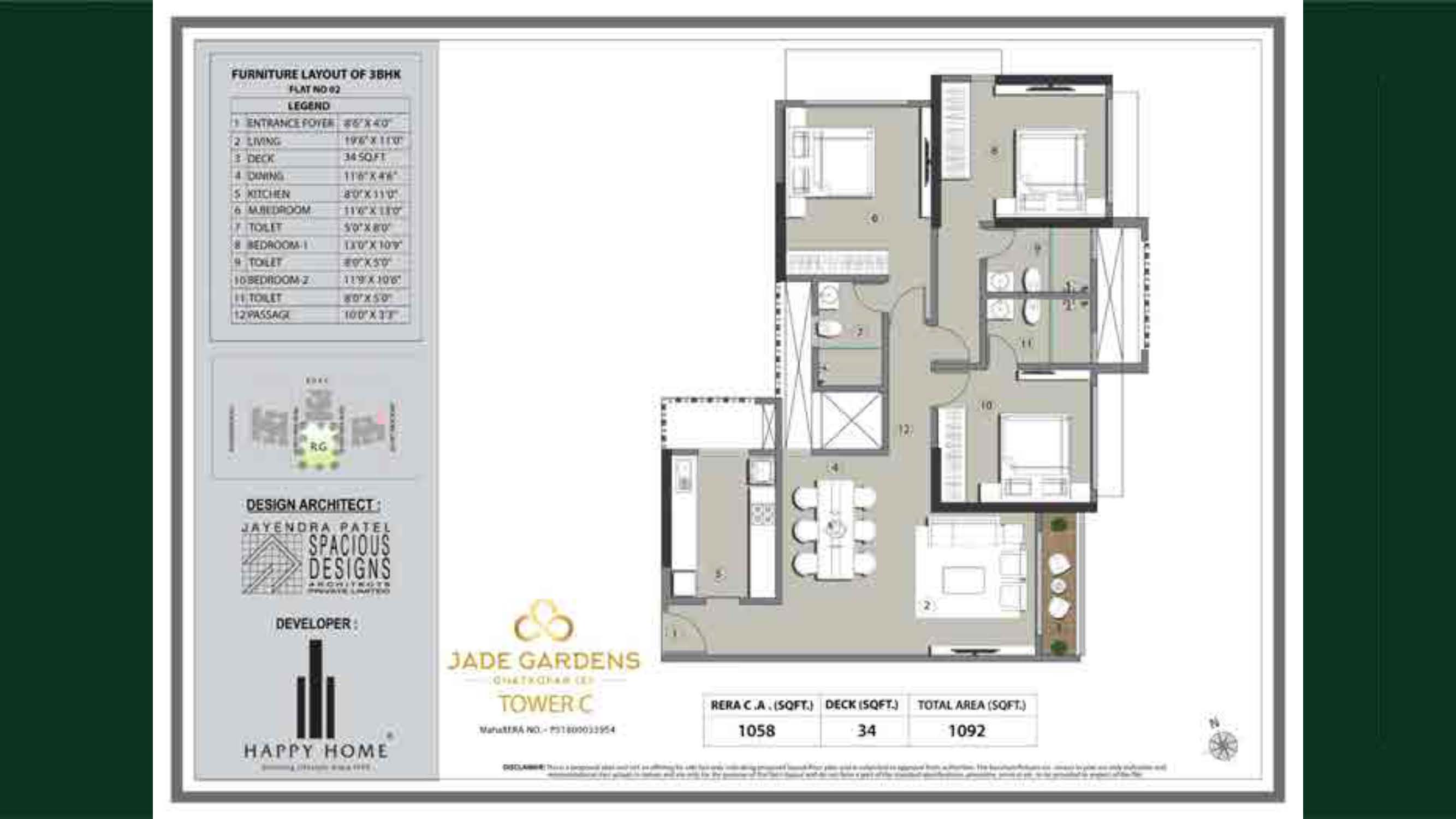 3 BHK floor plan
