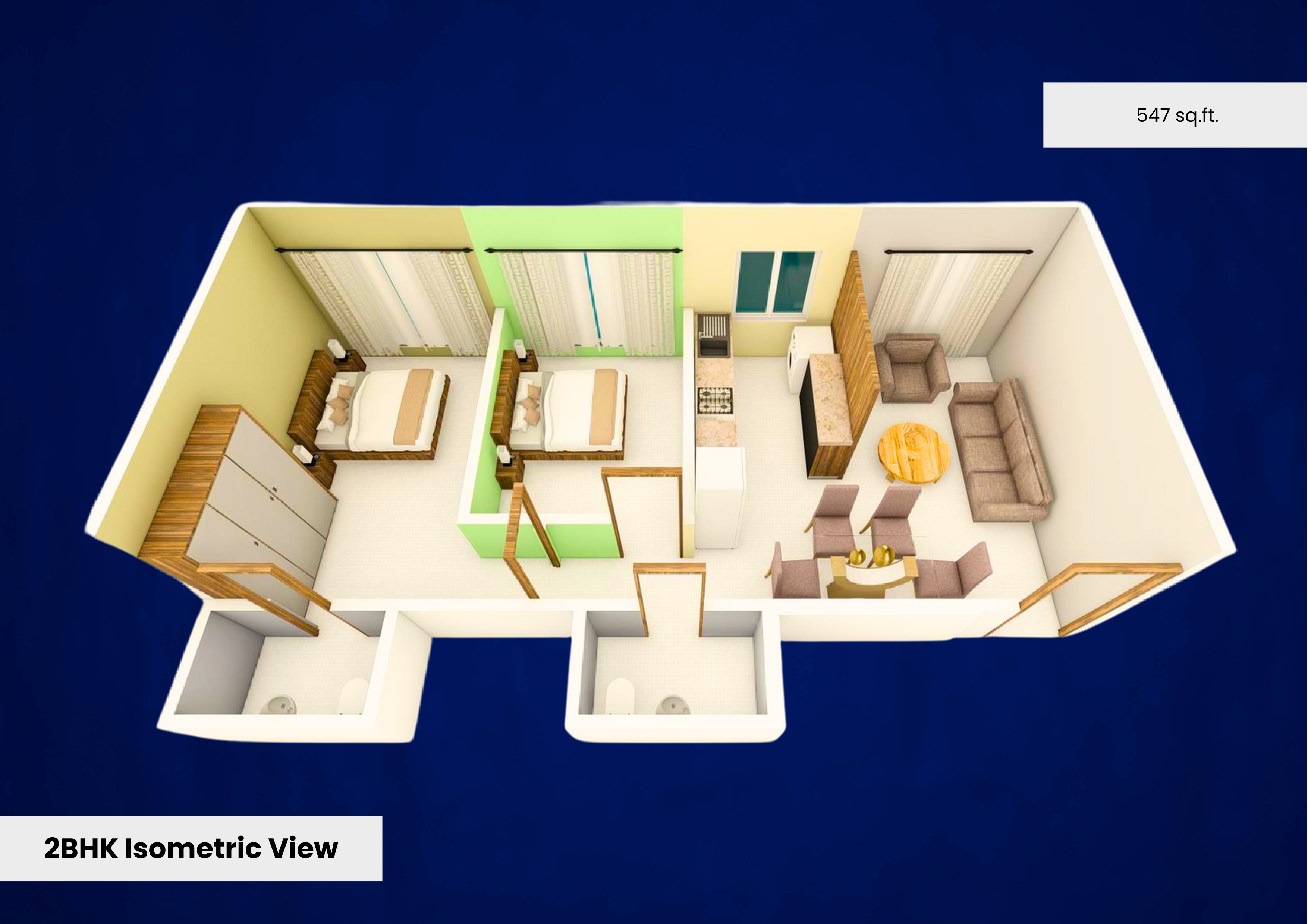 2 BHK floor plan
