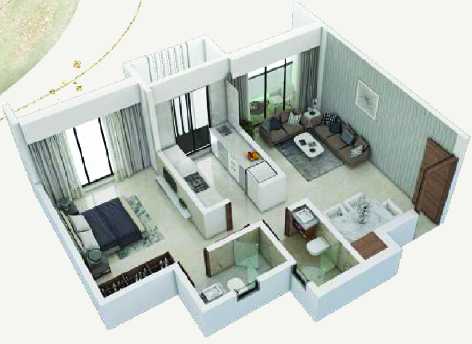 1BHK floor plan