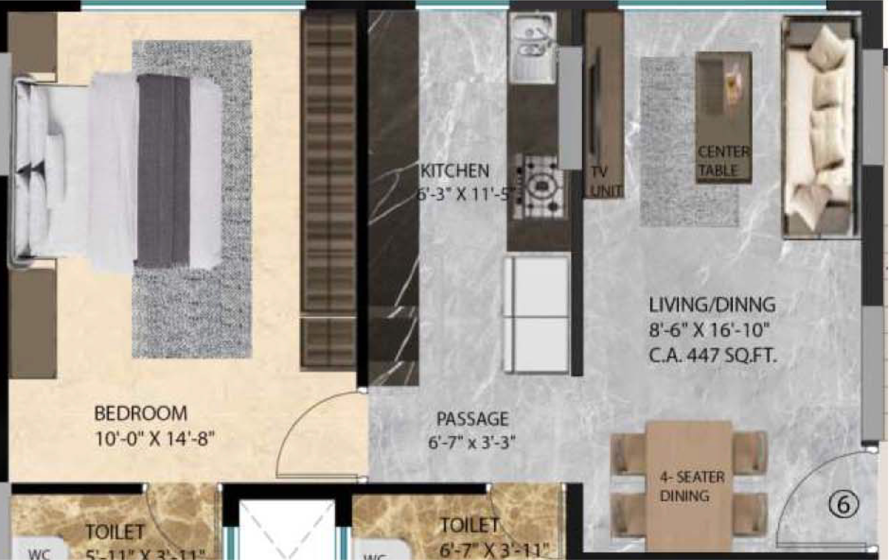 1 BHK floor plan