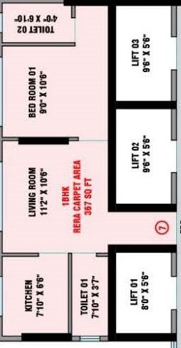 1BHK floor plan
