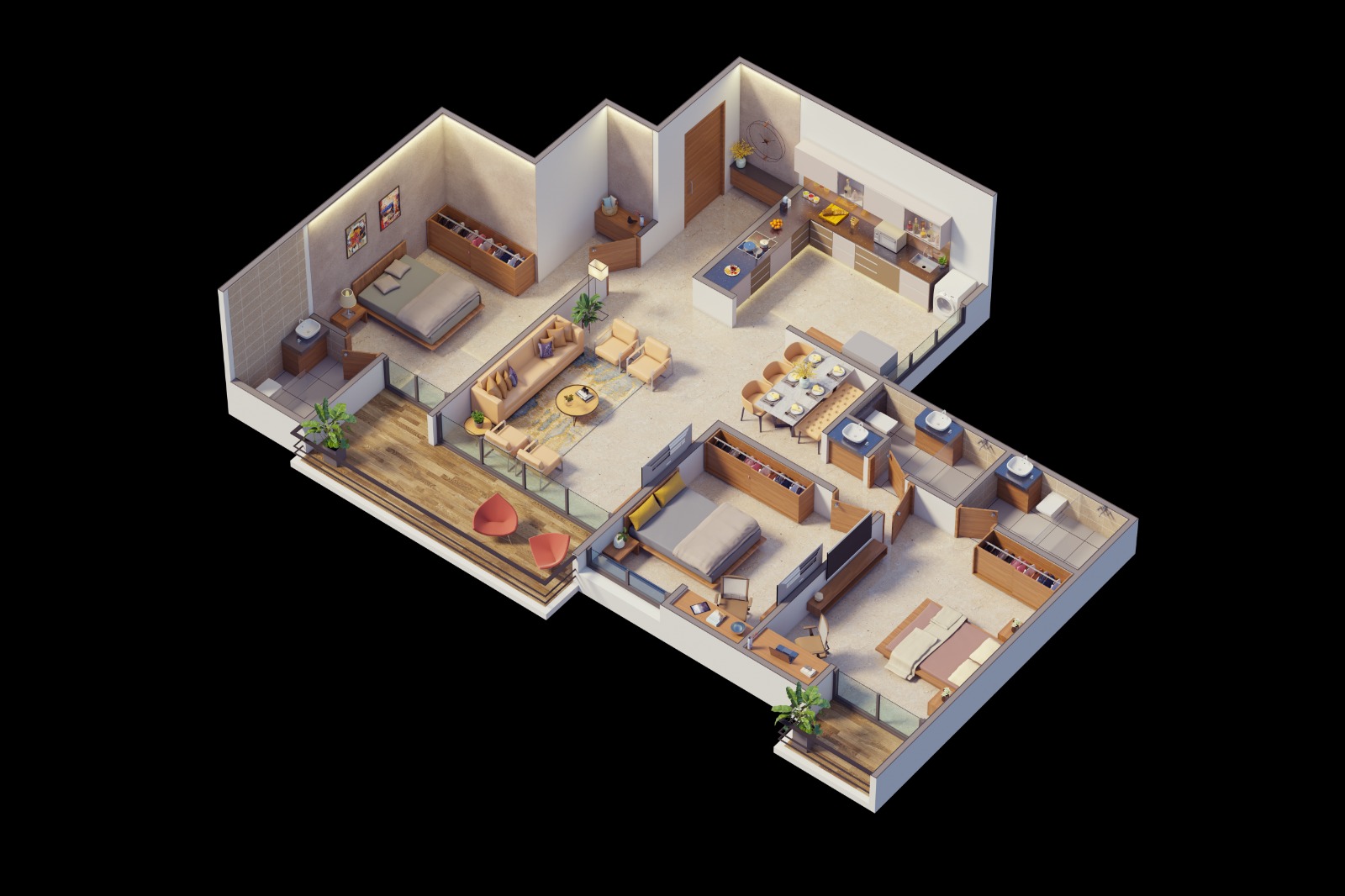 3BHK floor plan