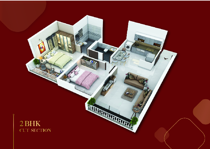 2BHK floor plan
