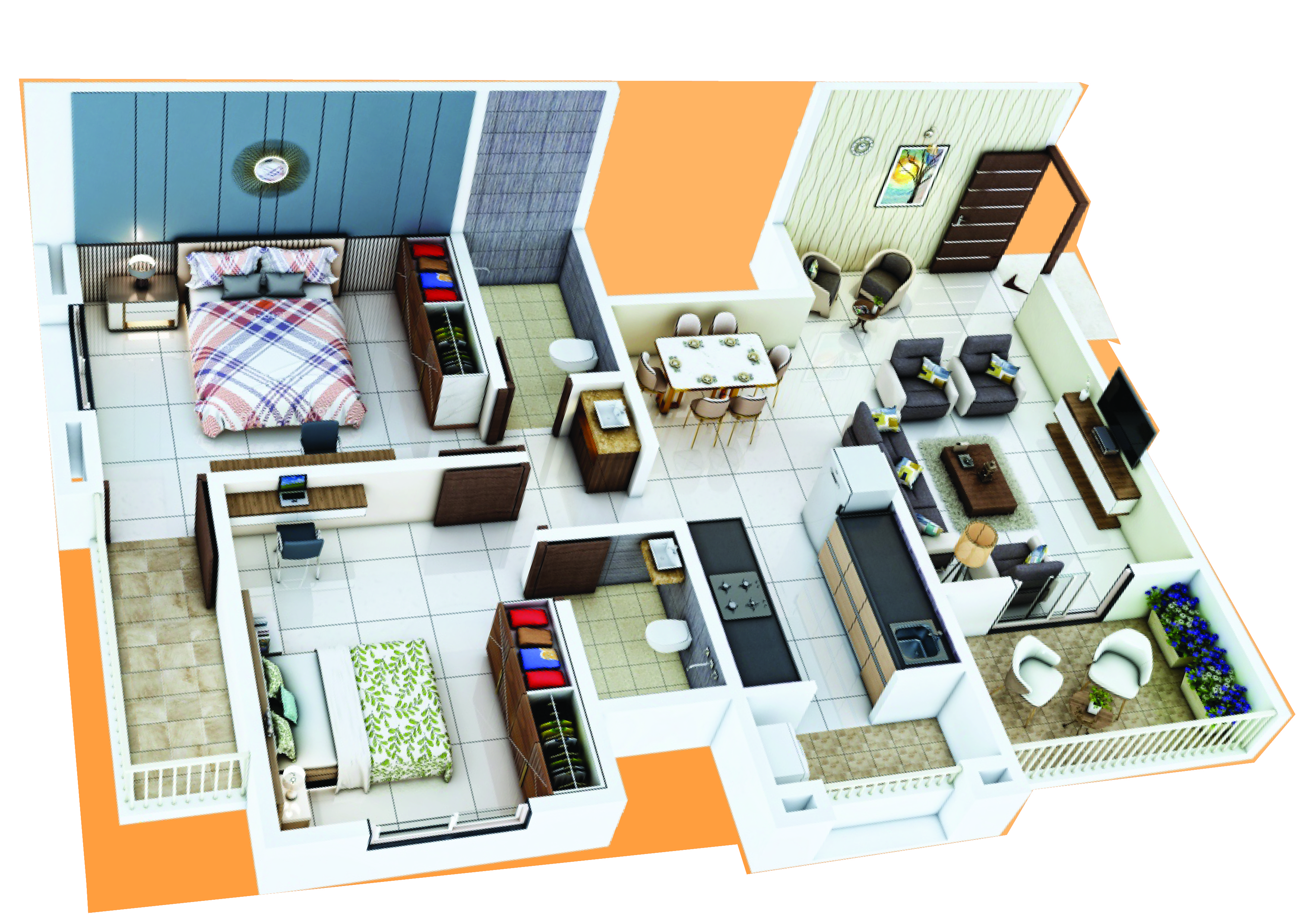 2 BHK floor plan
