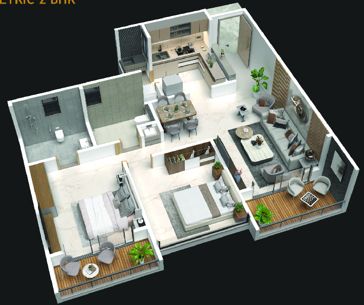2BHK floor plan