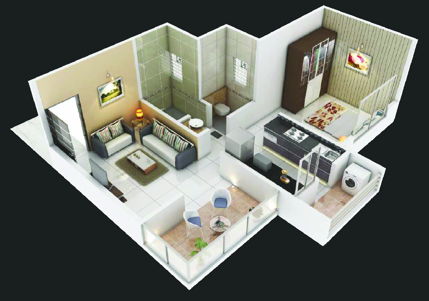 1BHK floor plan