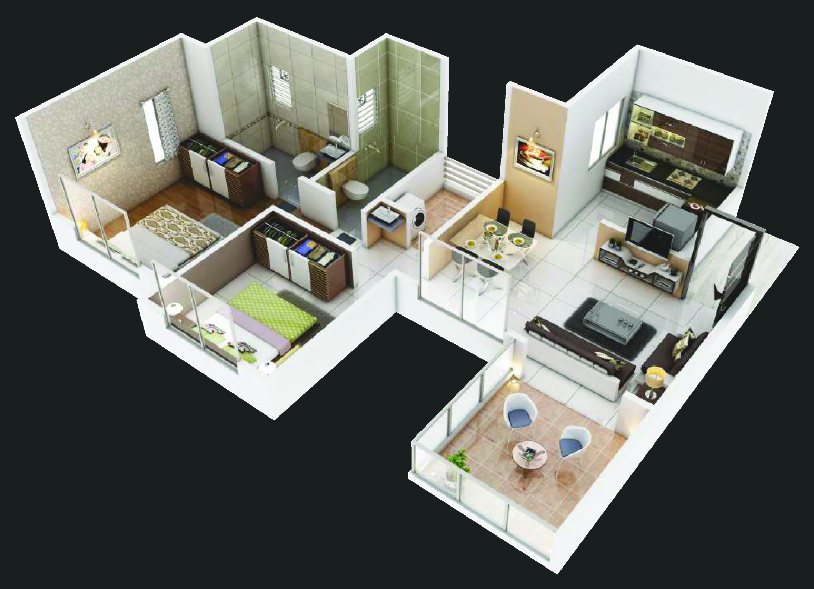 2BHK floor plan