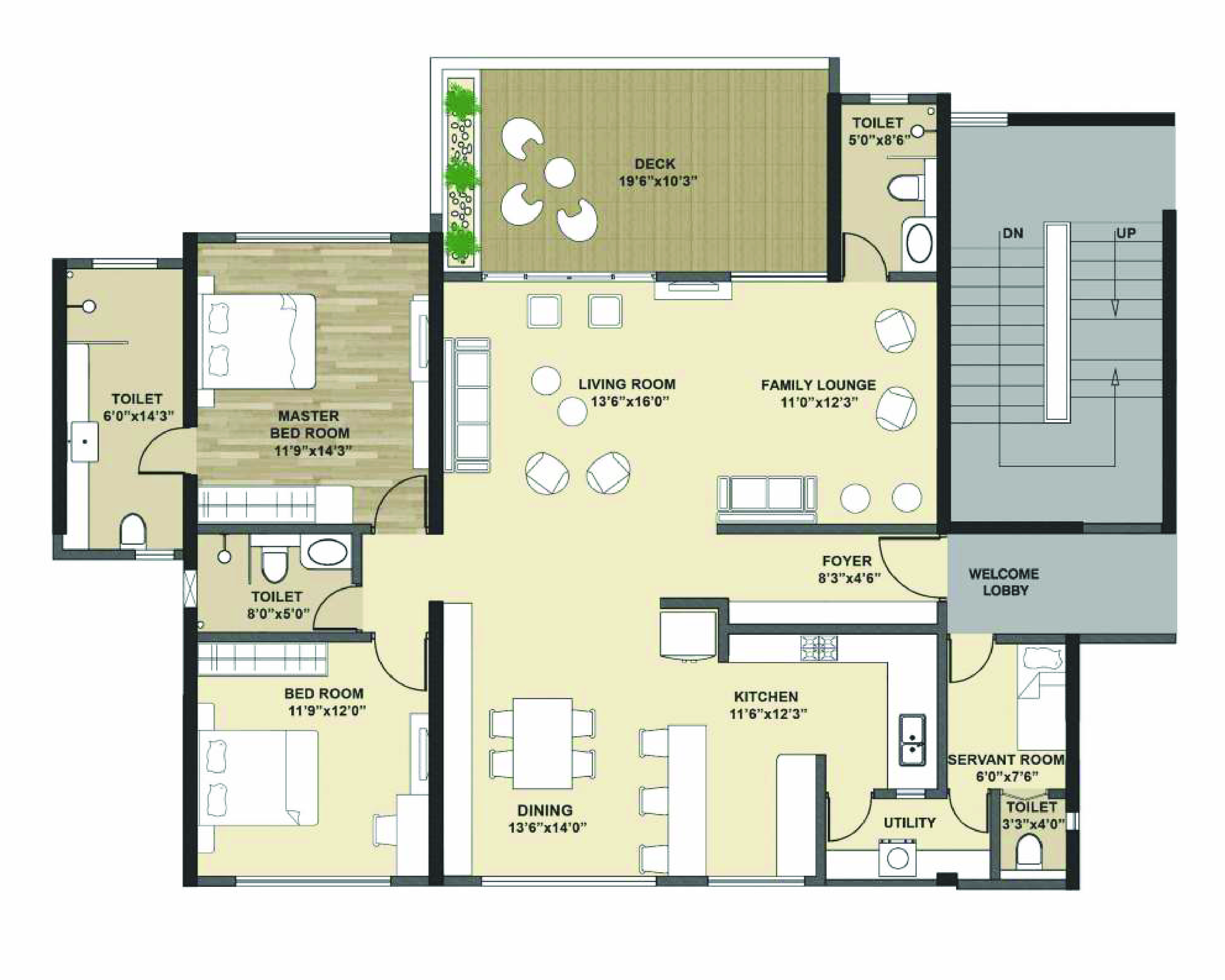 2BHK floor plan