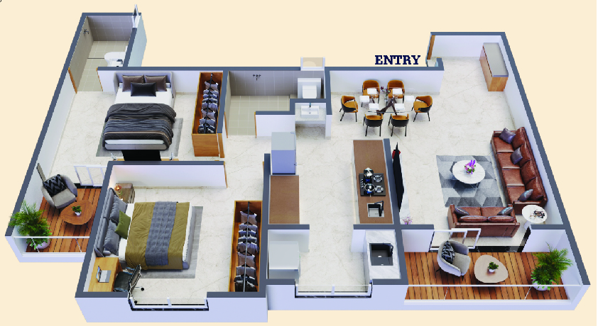 2BHK floor plan