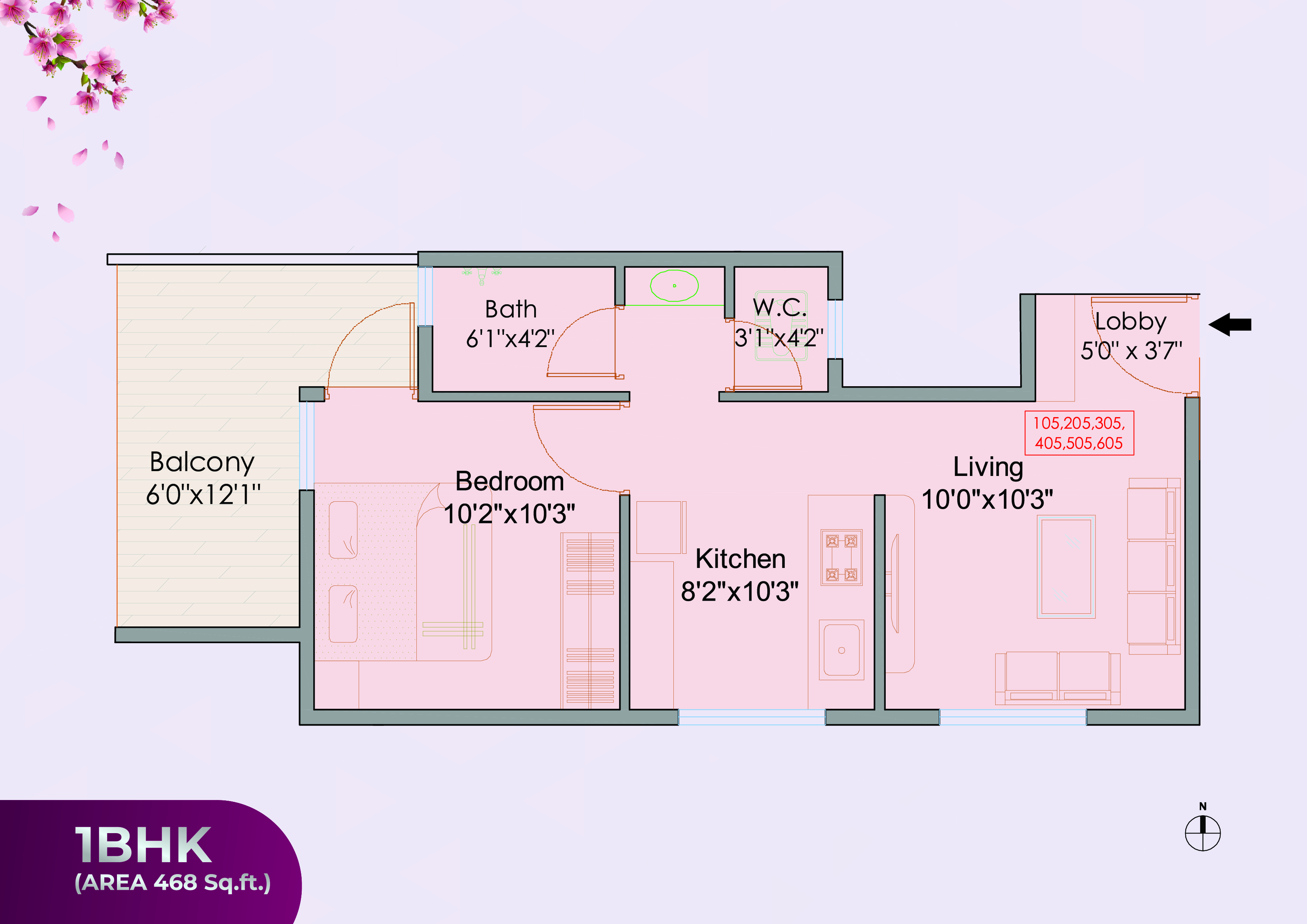 1BHK floor plan