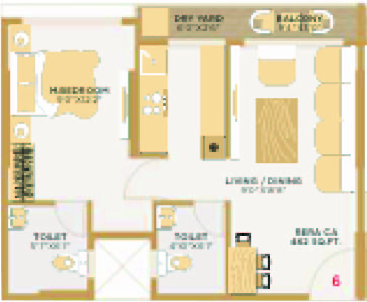 1 BHK floor plan