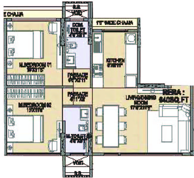 2 BHK floor plan
