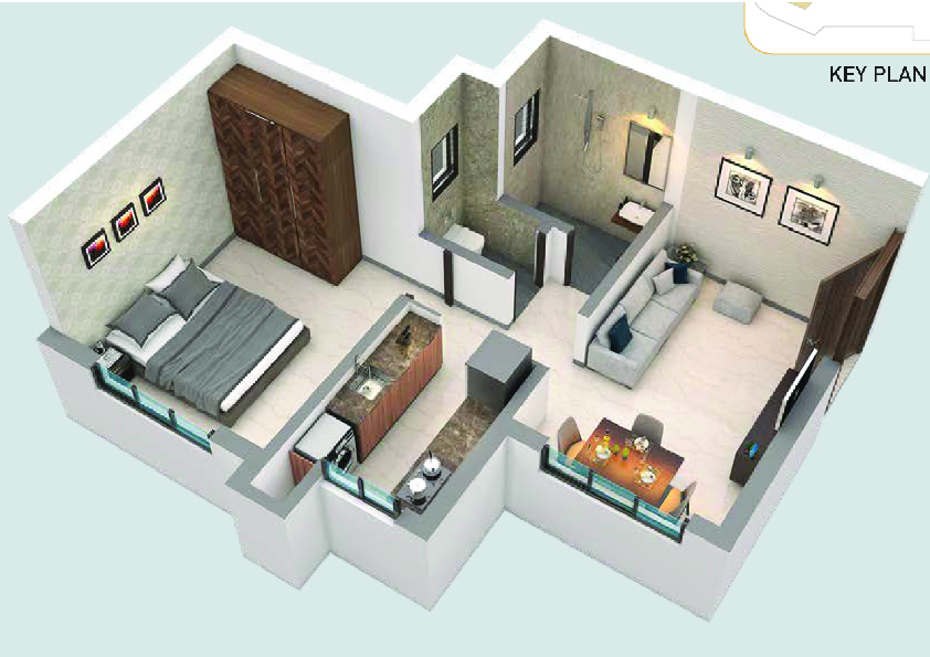 1BHK floor plan