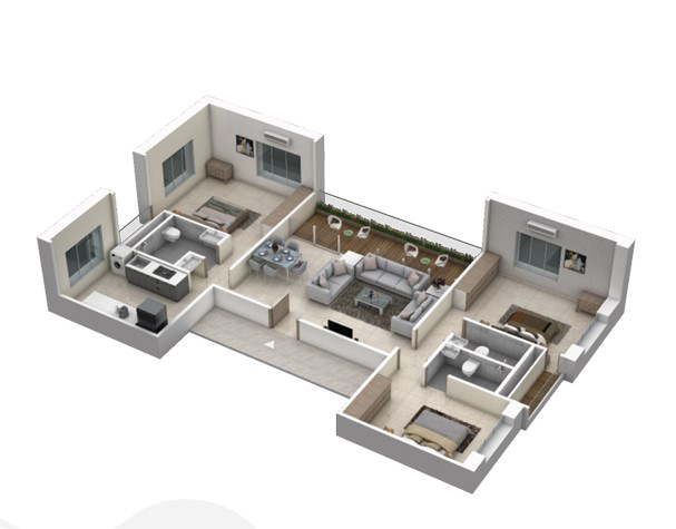 3BHK floor plan