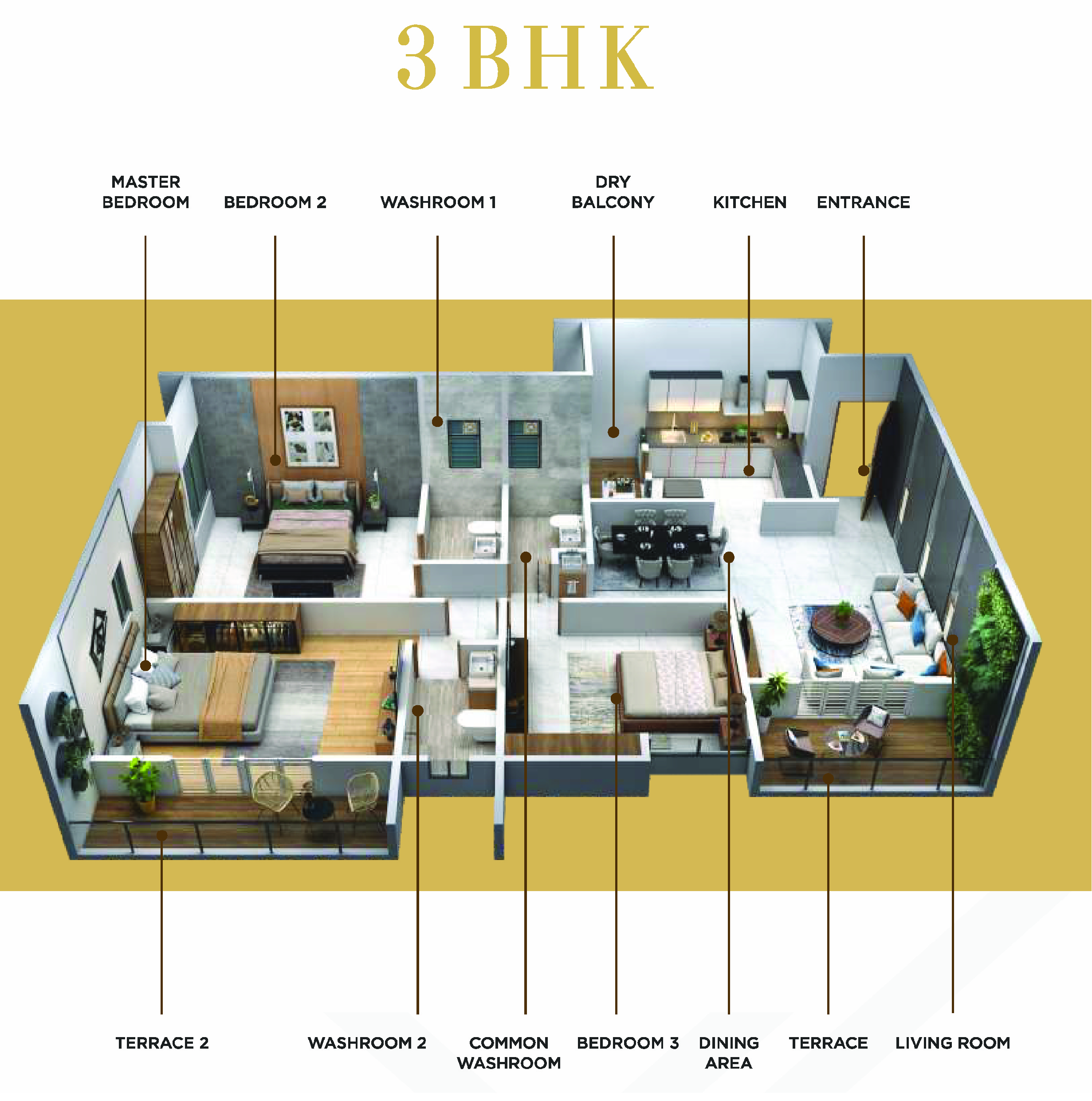 3BHK floor plan