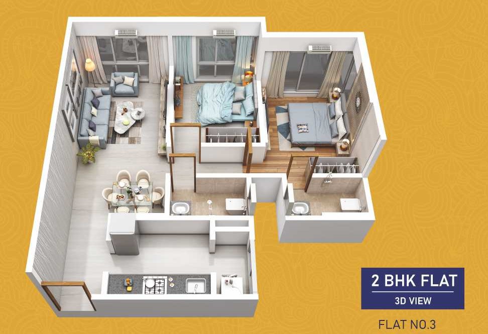 2BHK floor plan