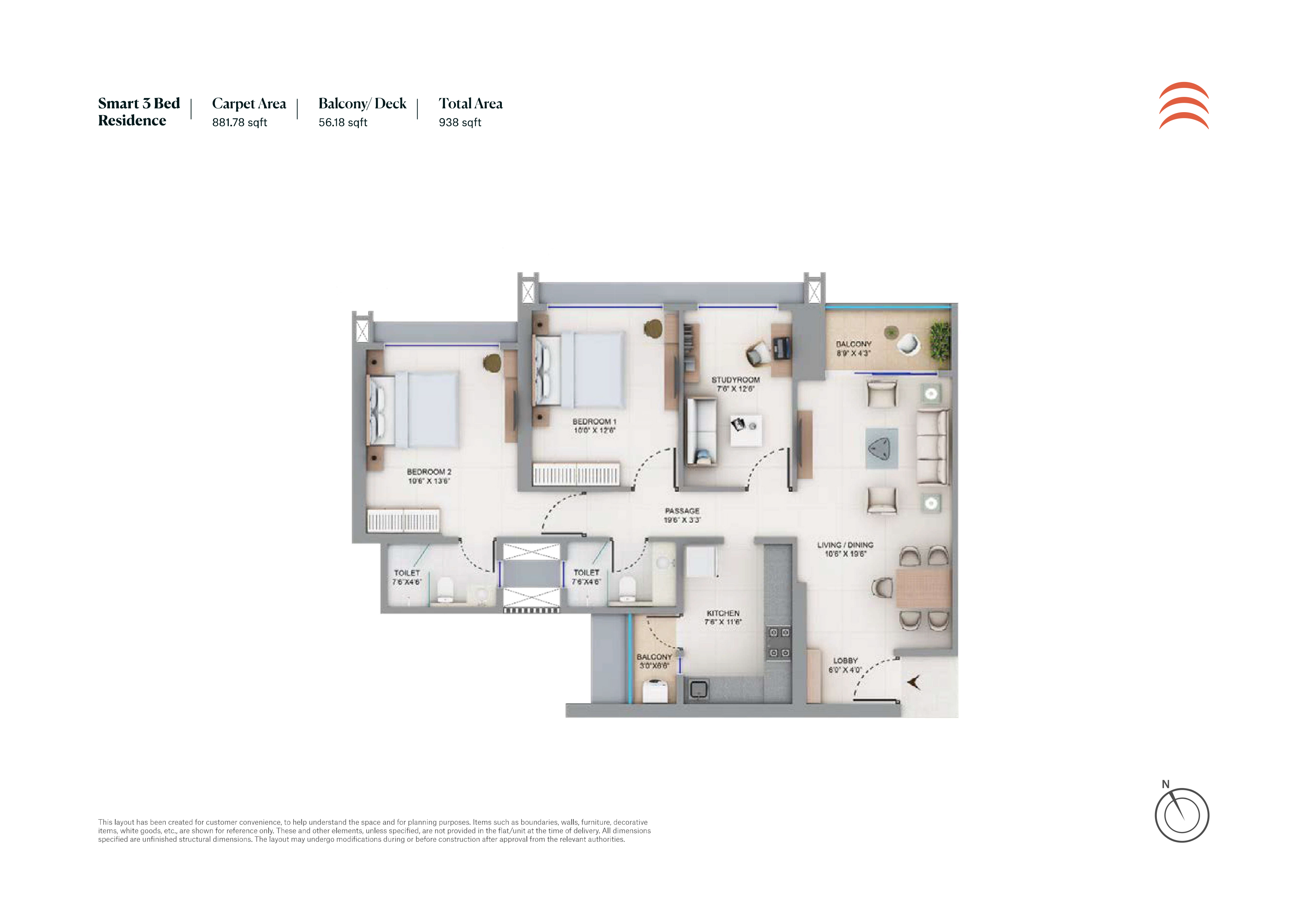 2BHK floor plan