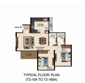 2BHK floor plan