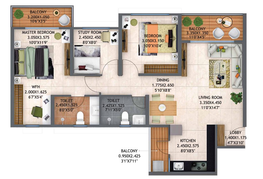 2.5BHK floor plan