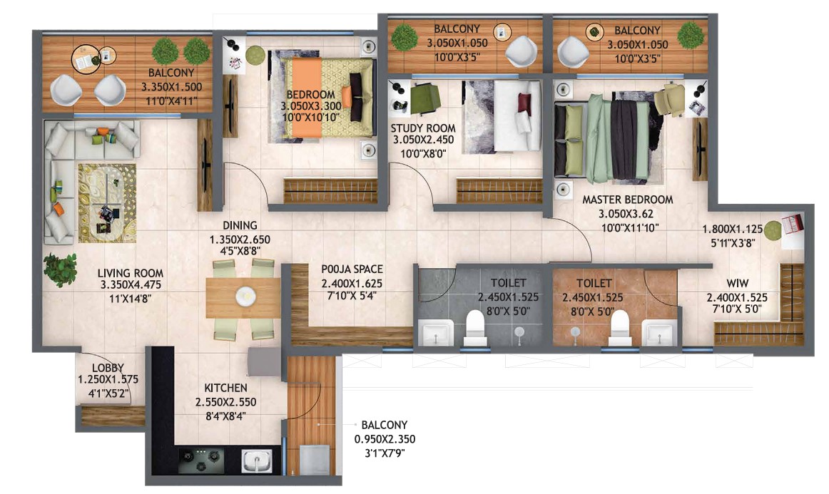 2.5BHK floor plan