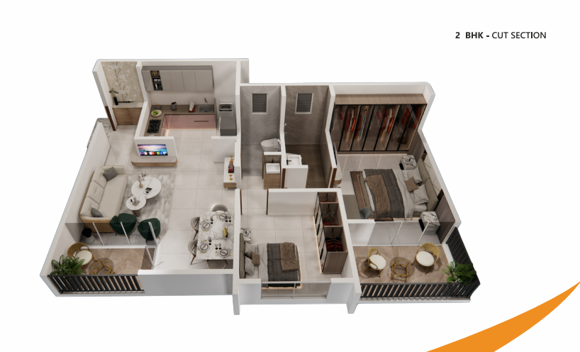 2 BHK floor plan