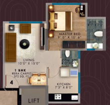 1BHK floor plan