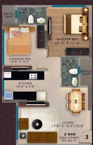 2 BHK floor plan