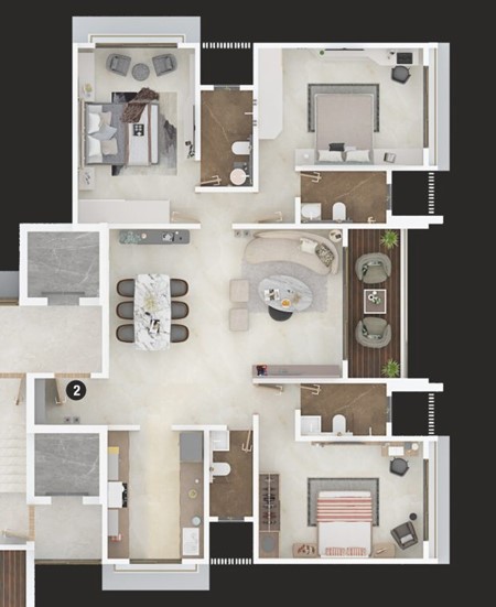 3 BHK floor plan