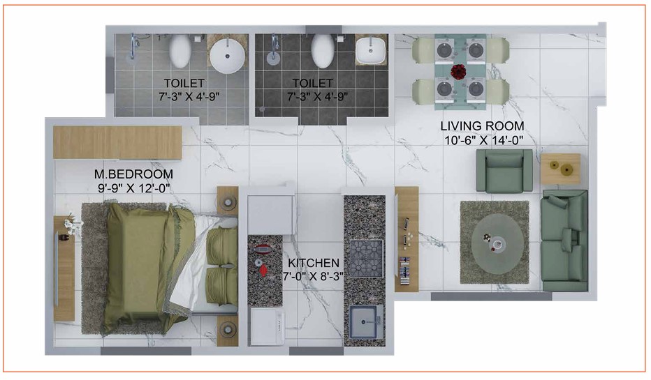 1BHK floor plan