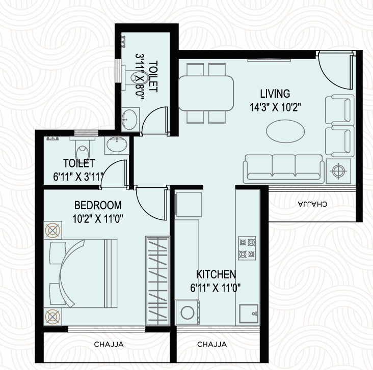 1 BHK floor plan