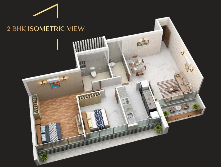 2 BHK floor plan