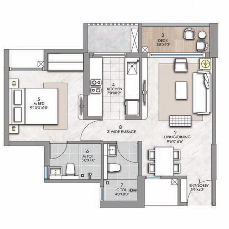 1 BHK floor plan