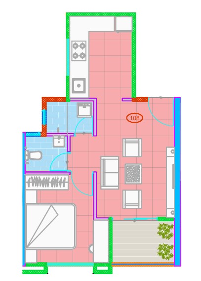 1 BHK floor plan