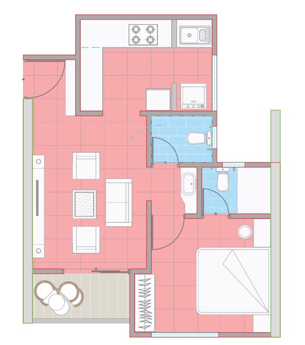 1 BHK floor plan