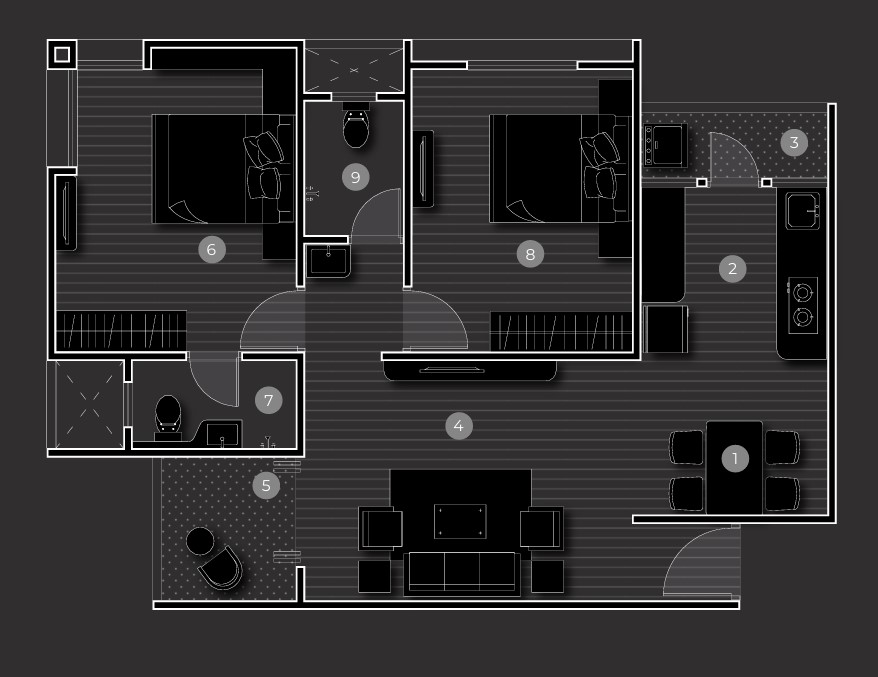 2 BHK floor plan