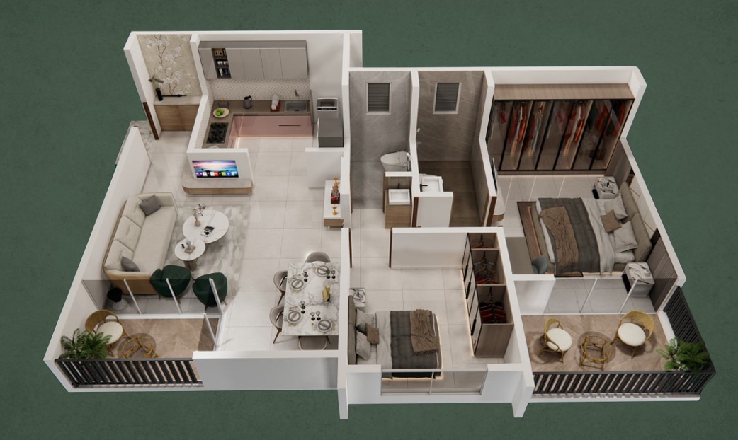 2 BHK floor plan
