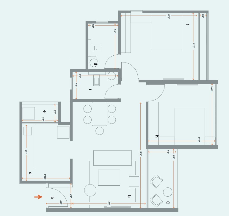 2 BHK floor plan