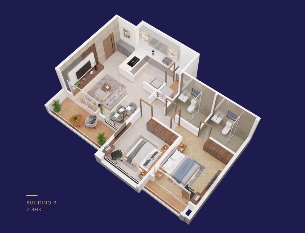 2 BHK floor plan