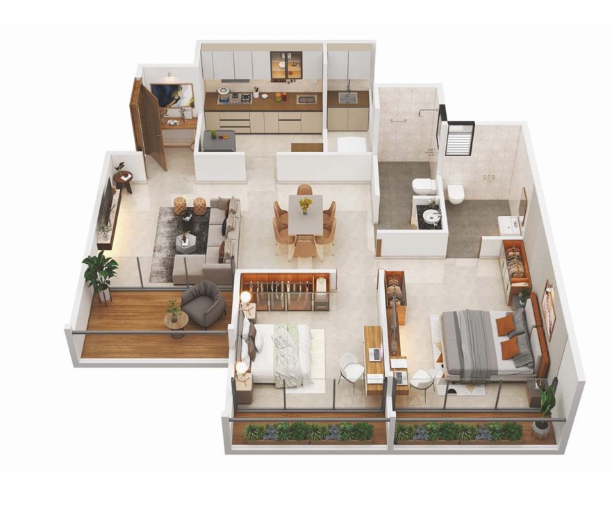 2 BHK floor plan