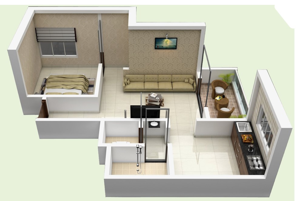1 BHK floor plan