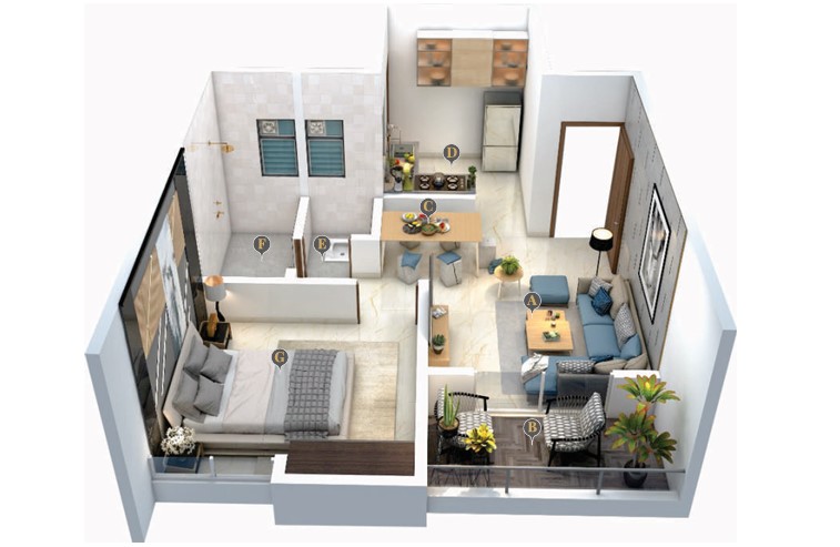1 BHK floor plan