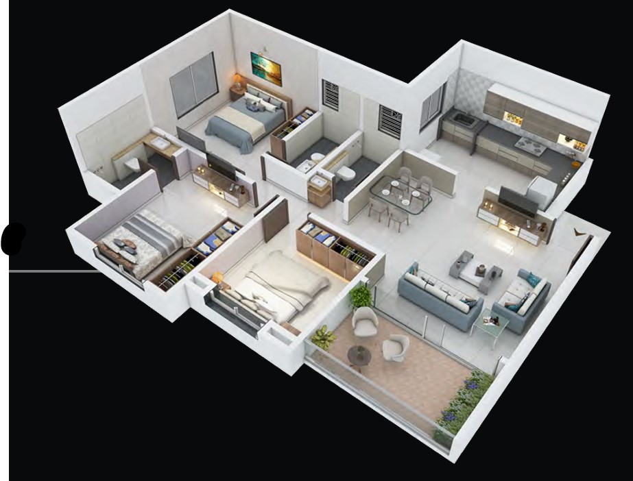 3 BHK floor plan
