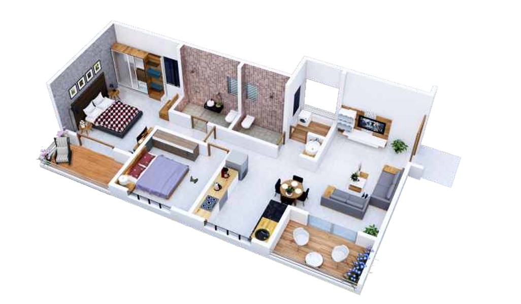 2 BHK floor plan