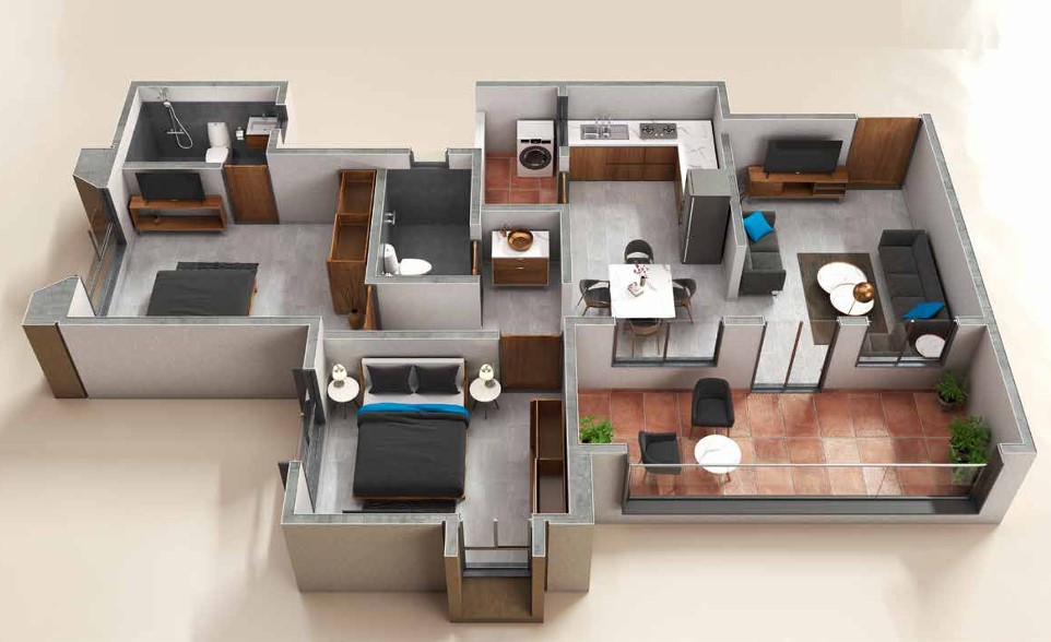 2 BHK floor plan