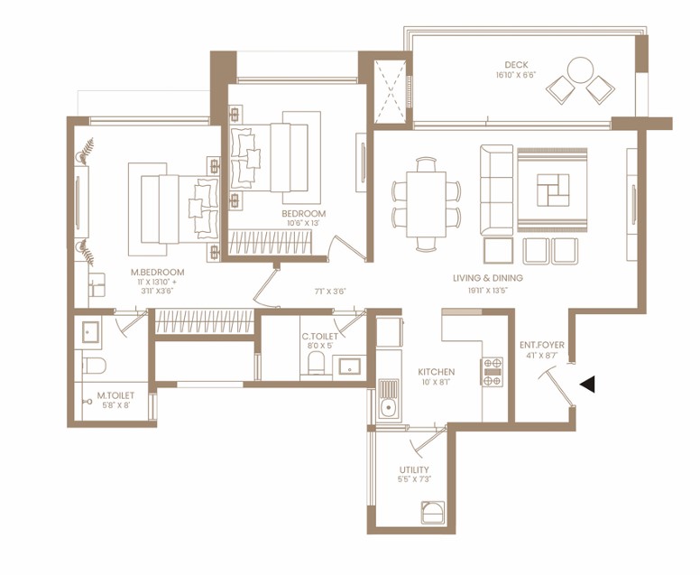 2 BHK floor plan