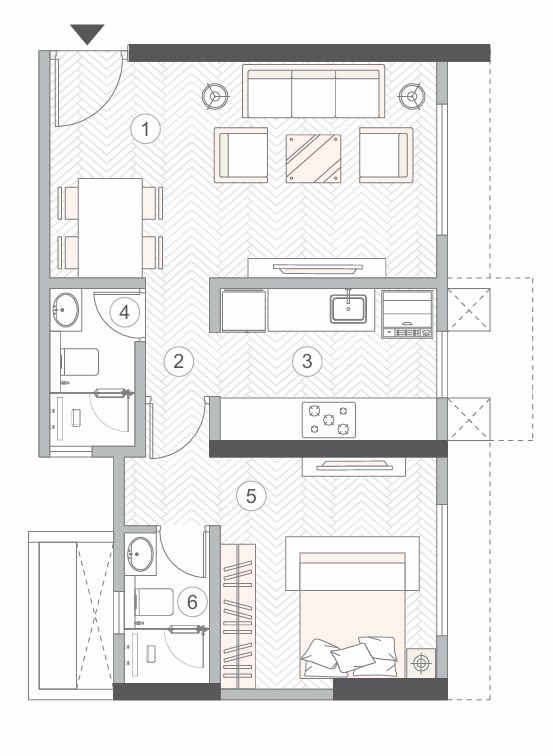 1 BHK floor plan