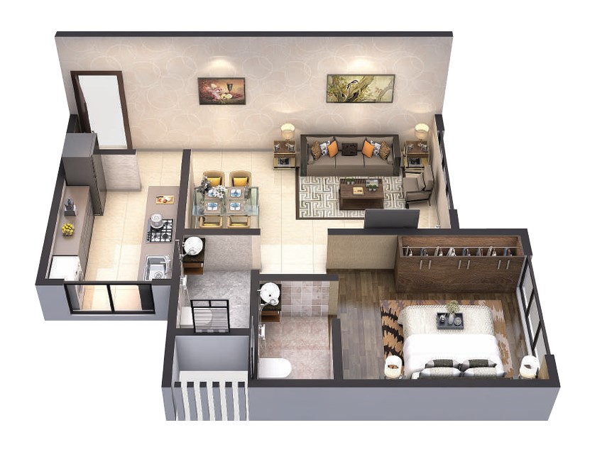 1 BHK floor plan
