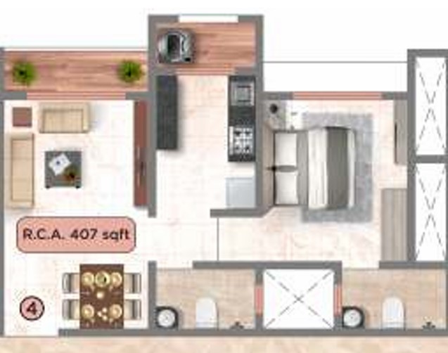 1 BHK floor plan