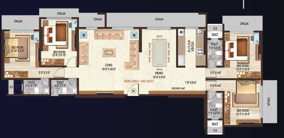 4 BHK floor plan